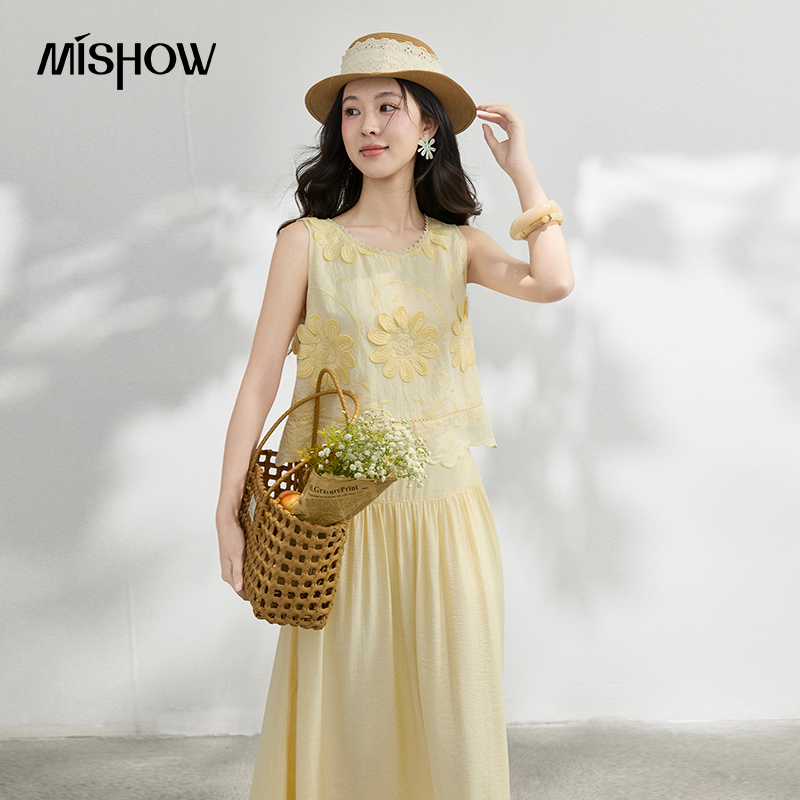 MISHOW French Floral Embroider - Midi Skirt Floral avis et prix