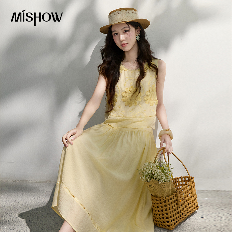 MISHOW French Floral Embroider - Midi Skirt Floral avis et prix