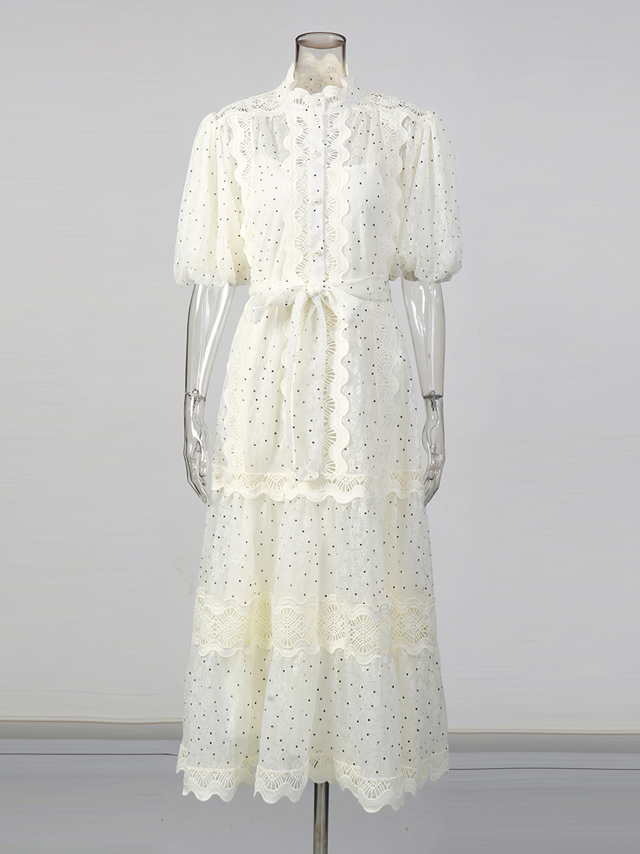 TWOTWINSTYLE Dot Print Sheer D - Linen Dress Wrap avis et prix