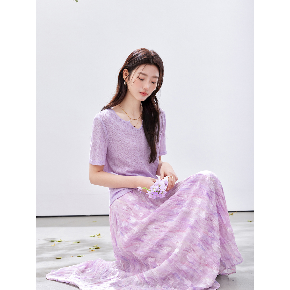 VIMLY Women's Purple Floral Pr - Midi Skirt Floral avis et prix