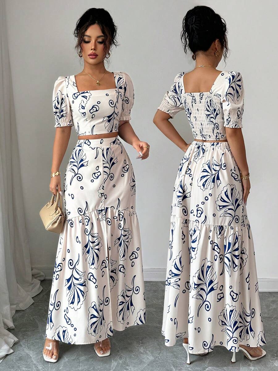 Floral Print Women 2Pcs Outfit - Romper Floral Print avis et prix