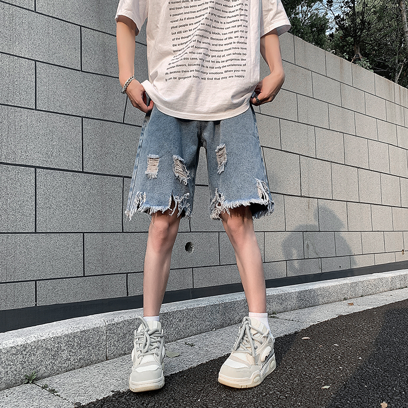 Black Frayed Hole Denim Shorts - Shorts Denim Frayed avis et prix