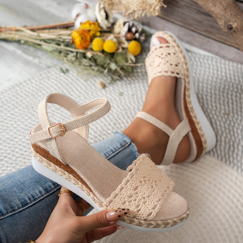 Women Lace Wedge Sandals Espad - Wedge Espadrille Women avis et prix