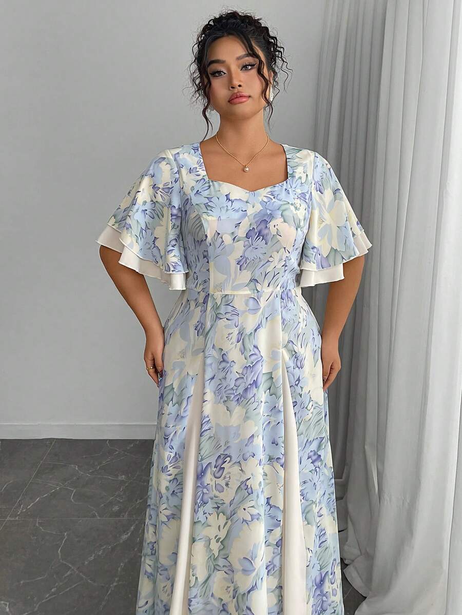 Plus Size Floral Print Square  - Midi Skirt Floral avis et prix