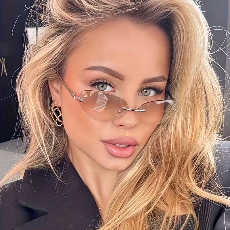 Rimless  Oval Sun Glasses for  - Sunglasses Cat Eye avis et prix