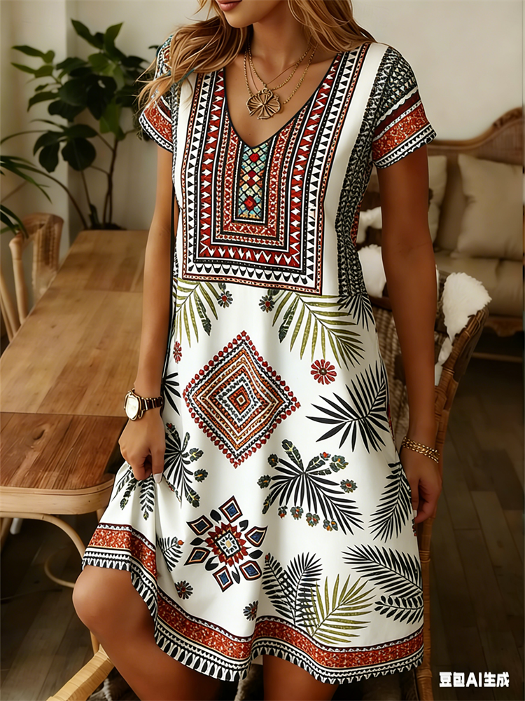 Ethnic Style Women Dress Summe - Midi Skirt Floral avis et prix
