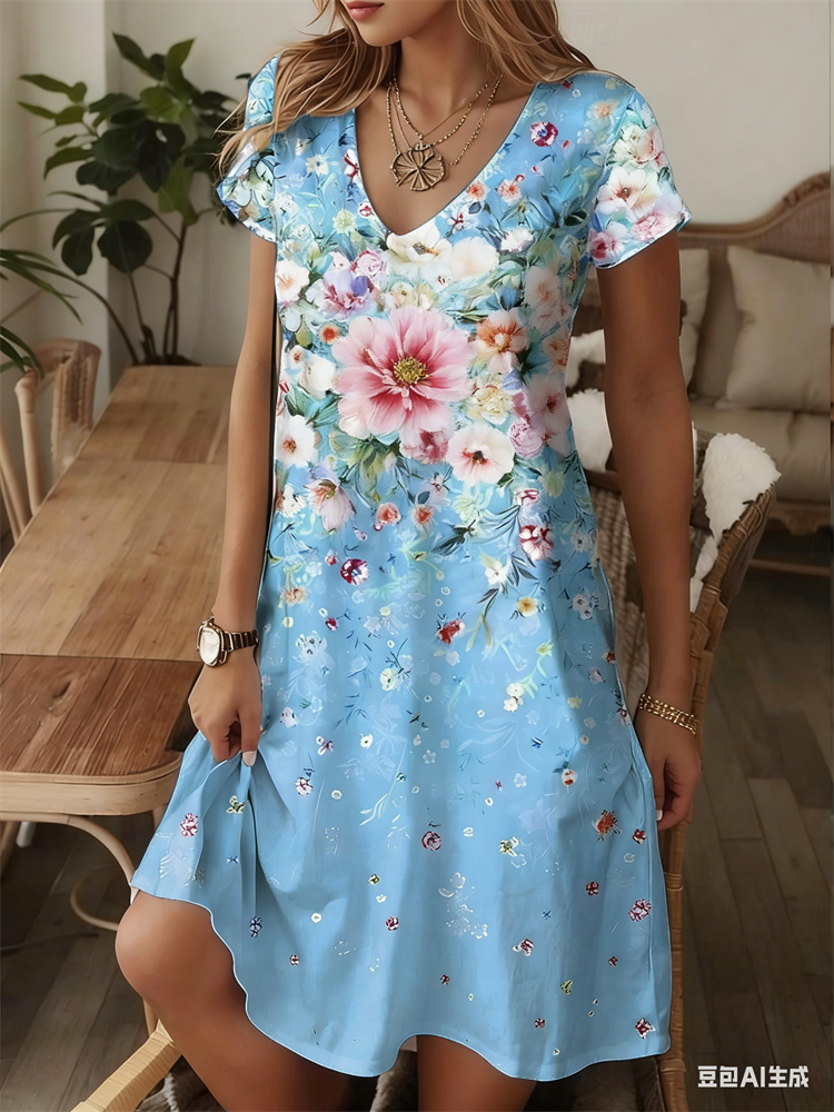 Ethnic Style Women Dress Summe - Midi Skirt Floral avis et prix