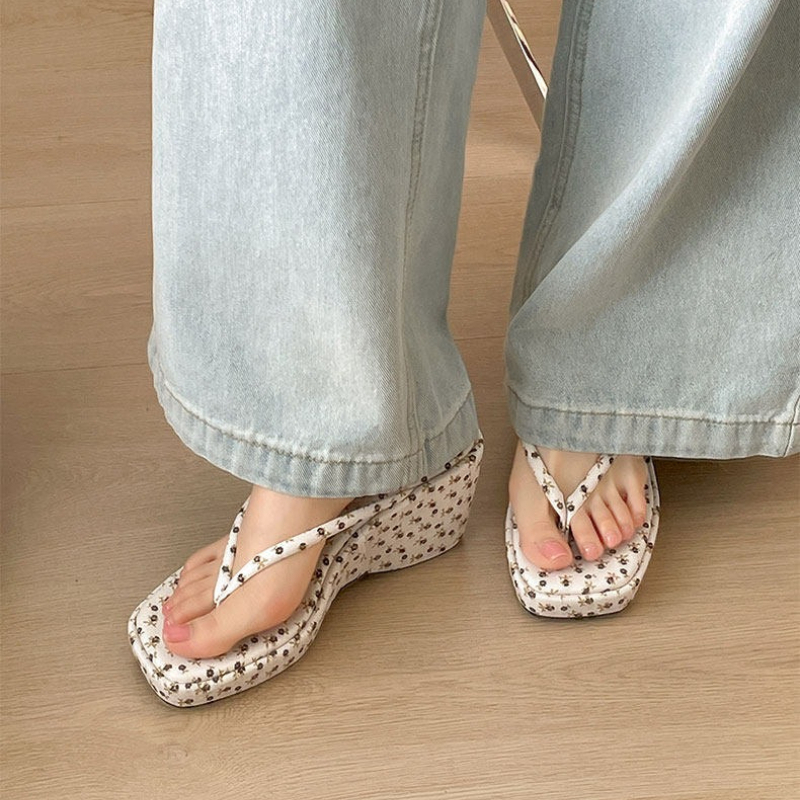 Women Platform Wedge Heel Slip - Romper Floral Print avis et prix