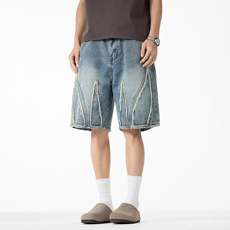 Men's Baggy Denim Jorts, Raw E - Shorts Denim Frayed avis et prix